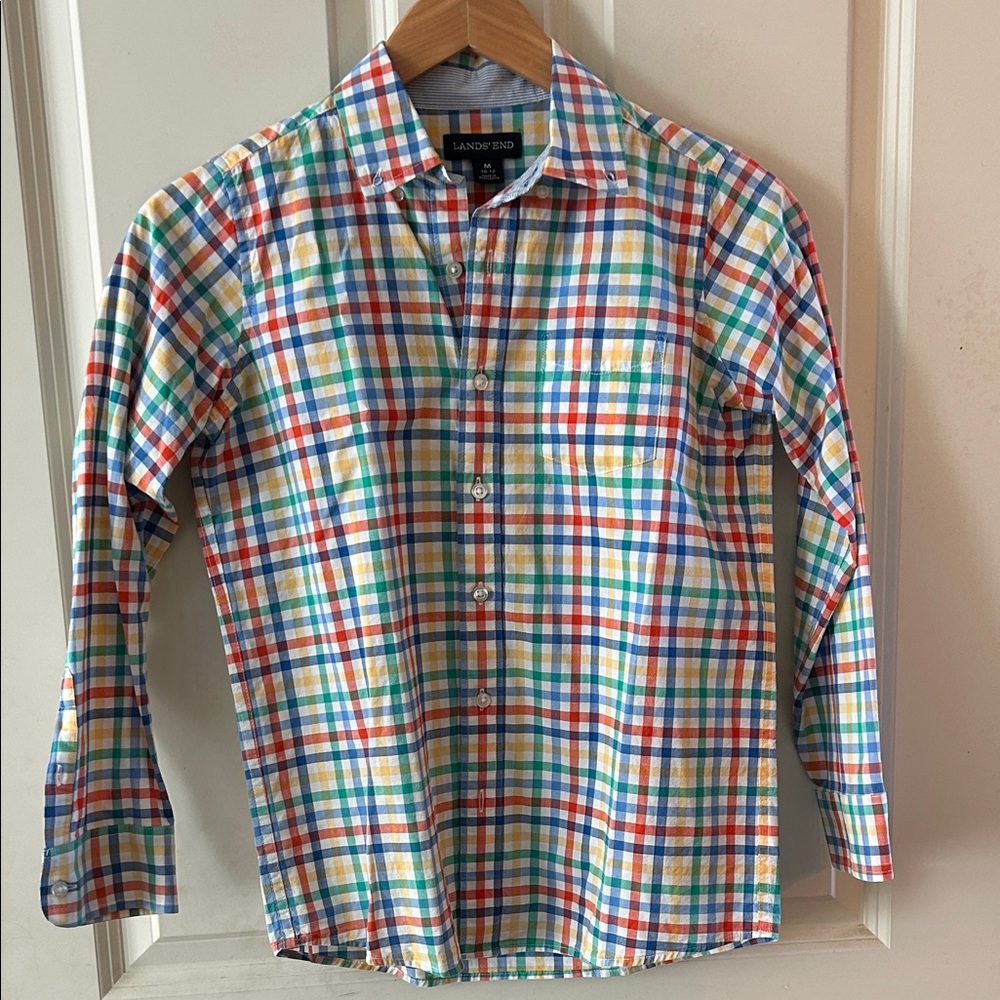 Boy’s Lands' End Vibrant Plaid Shirt